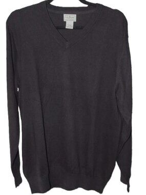 LL Bean Men’s XL V Neck Sweater Golf Preppy Cashmere Blend Long Sleeve Black